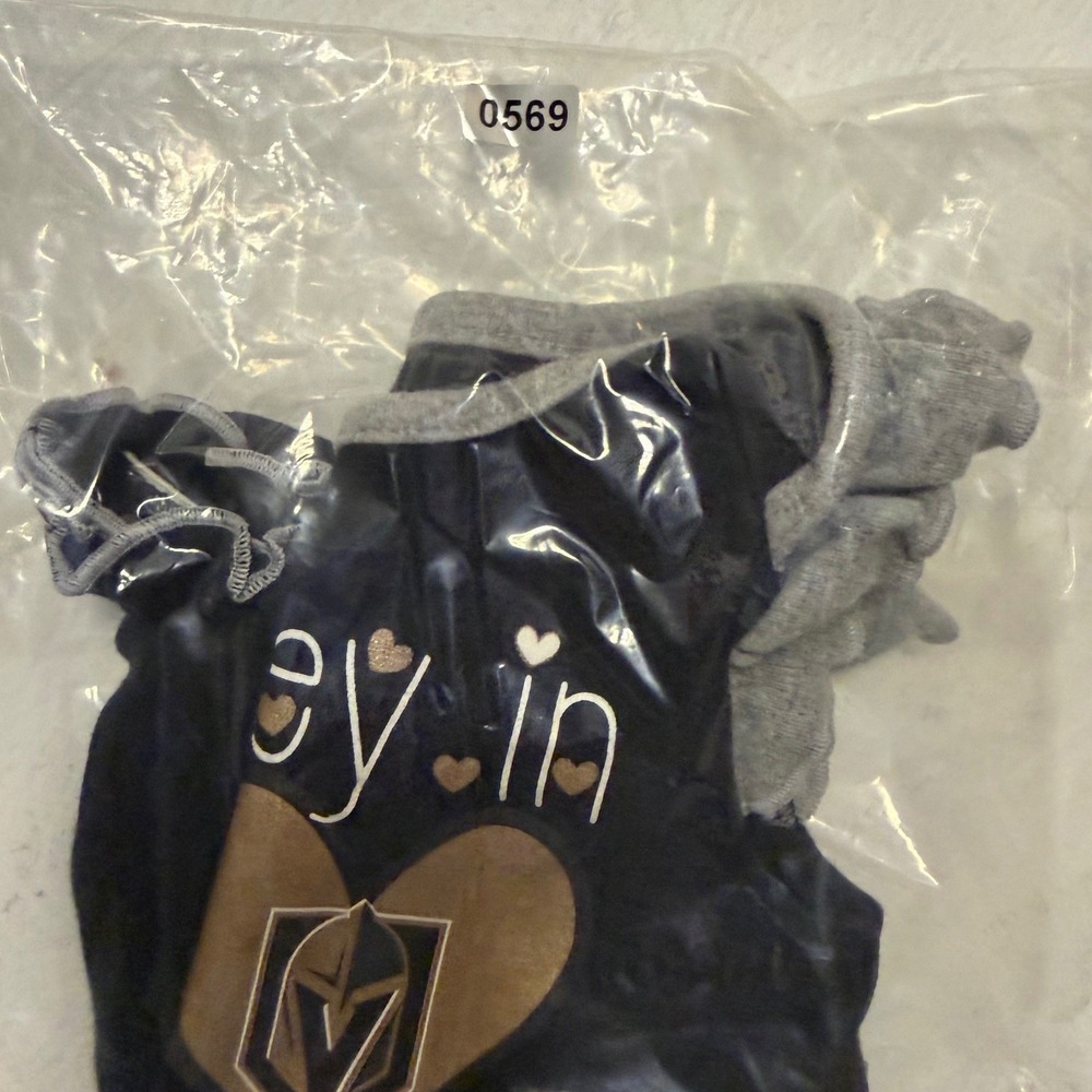 NHL Vegas Golden Knights Baby Girl Ruffle Romper Bodysuit Black Gold 0-3M - Picture 5 of 5